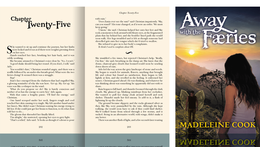 Book cover and interior spread for Away with the Færies