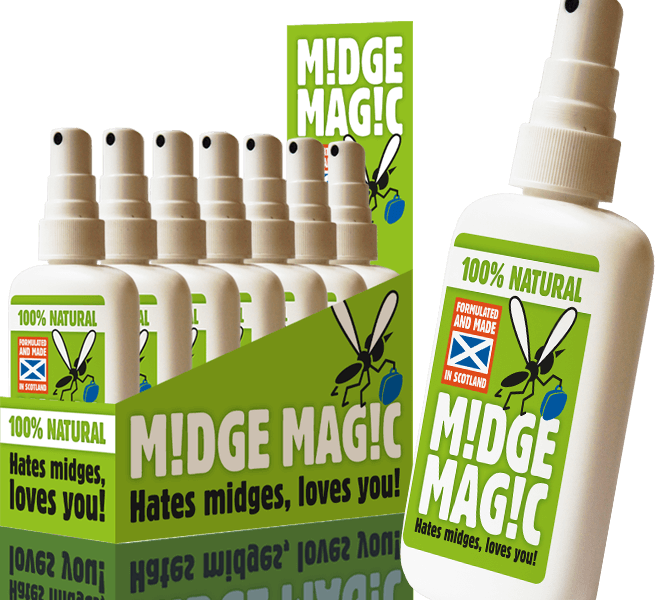Midge Magic labelling and point-of-sale carton