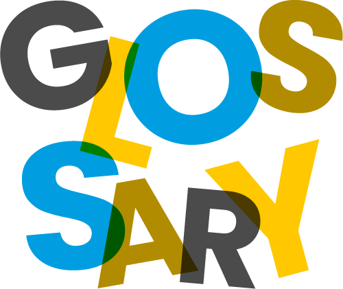 The word GLOSSARY in coloured letters