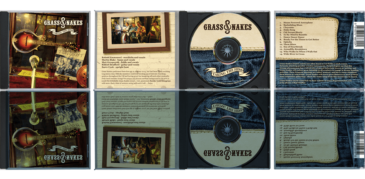 CD label and case insert for Grass Snakes (band)